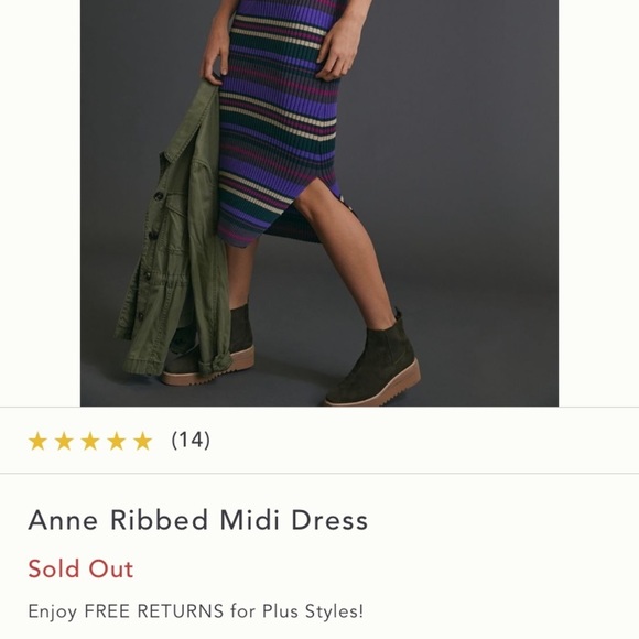 Anthropologie NWT Anne Ribbed MIDI Dress Size XSP. - Picture 15 of 16